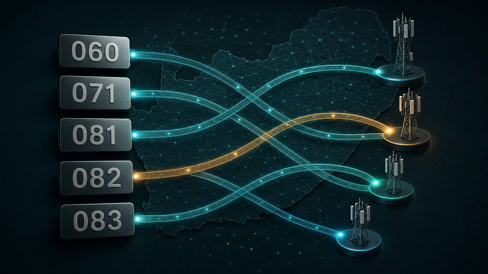 South African mobile prefixes following mixed routes to different cellular networks