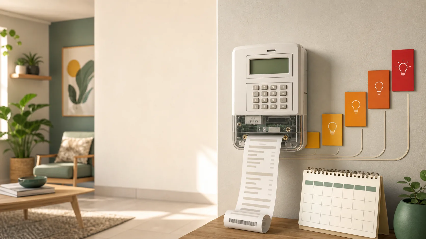 Prepaid electricity meter, receipt and stepped tariff blocks